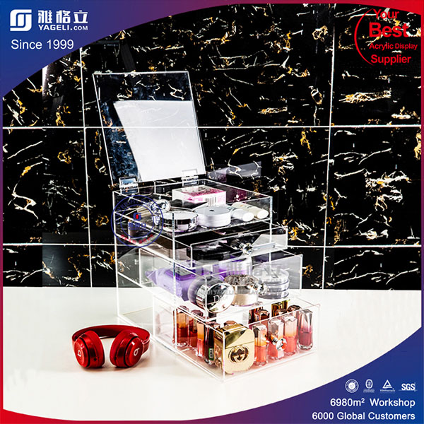 Cosmetic Organizer Clear Acrylic Makeup Drawers Holder Case Box