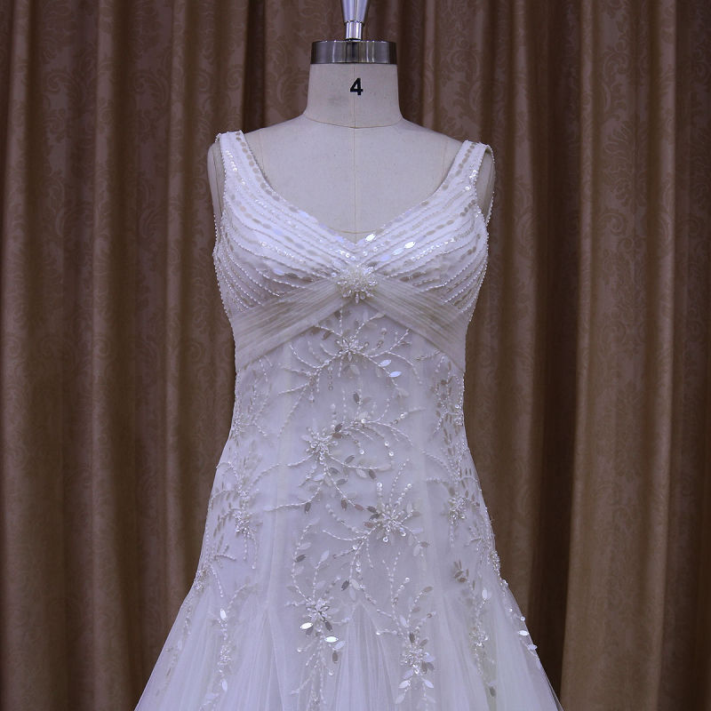 Personal Tailor's Sexy Beaded and Pleated Wedding Dress