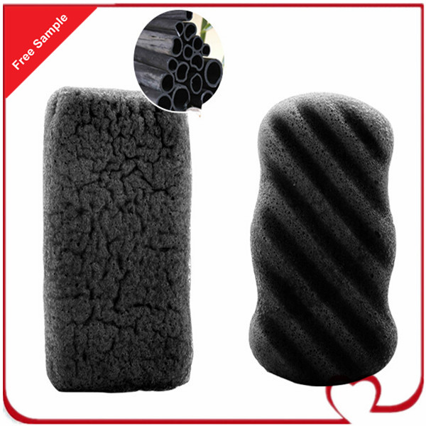 100% Pure Activated Bamboo Charcoal Body Cleaning Konjac Sponge with Factory Price