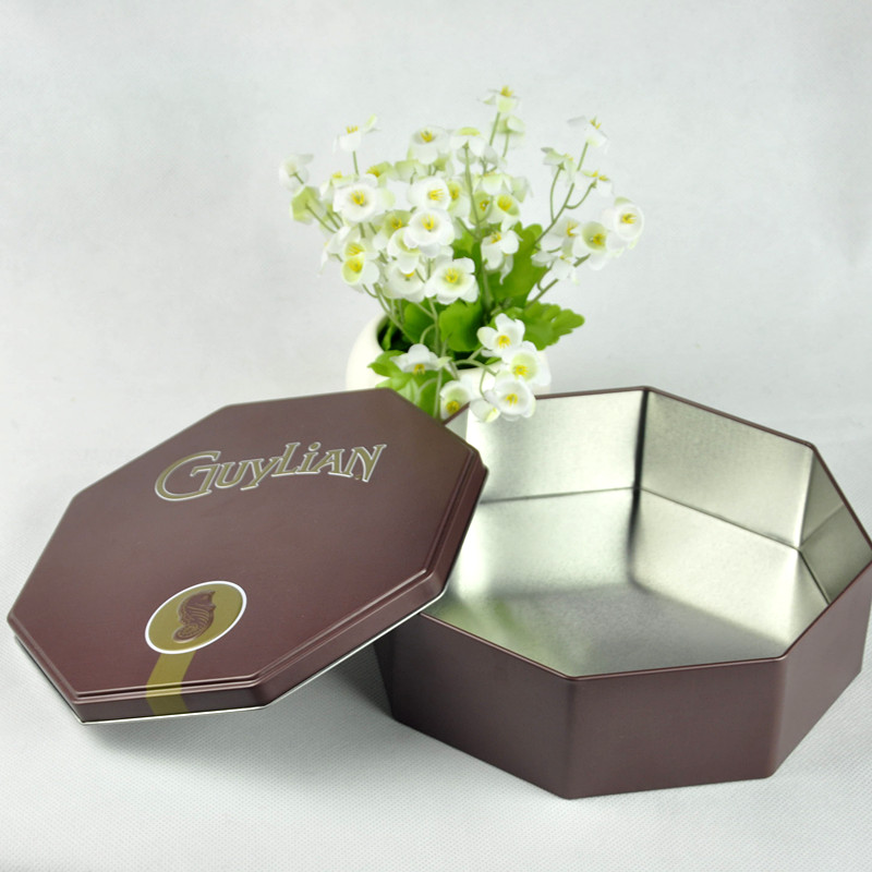 Custom Metal Chocolate Packaging Tin Box with Octagonal Shape