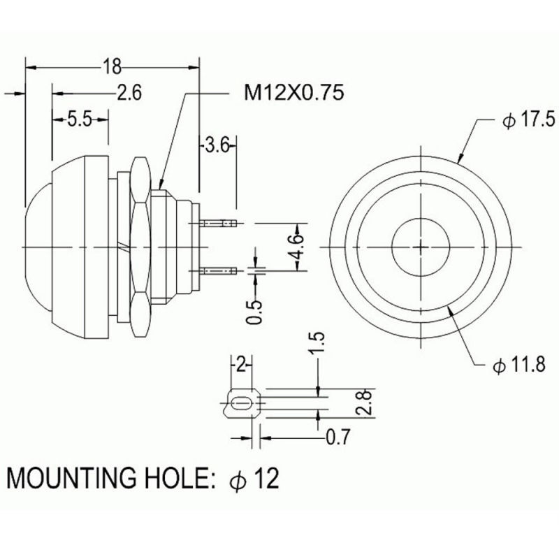 12mm Mini Momentary on/off Round Push Button Toggle Switch