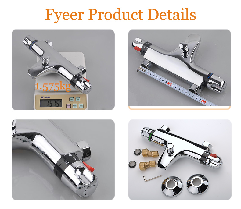 Fyeer High Quality in-Wall Bath Shower Thermostatic Faucet with Diverter