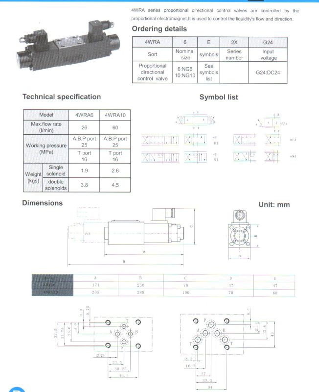 4wra Series Proportional Directional Control Valves