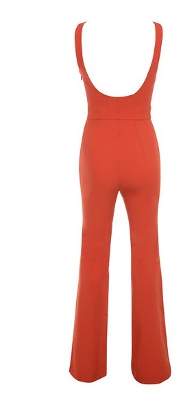 Red Sexy Jumpsuit with Slip Collarless Jumpsuit