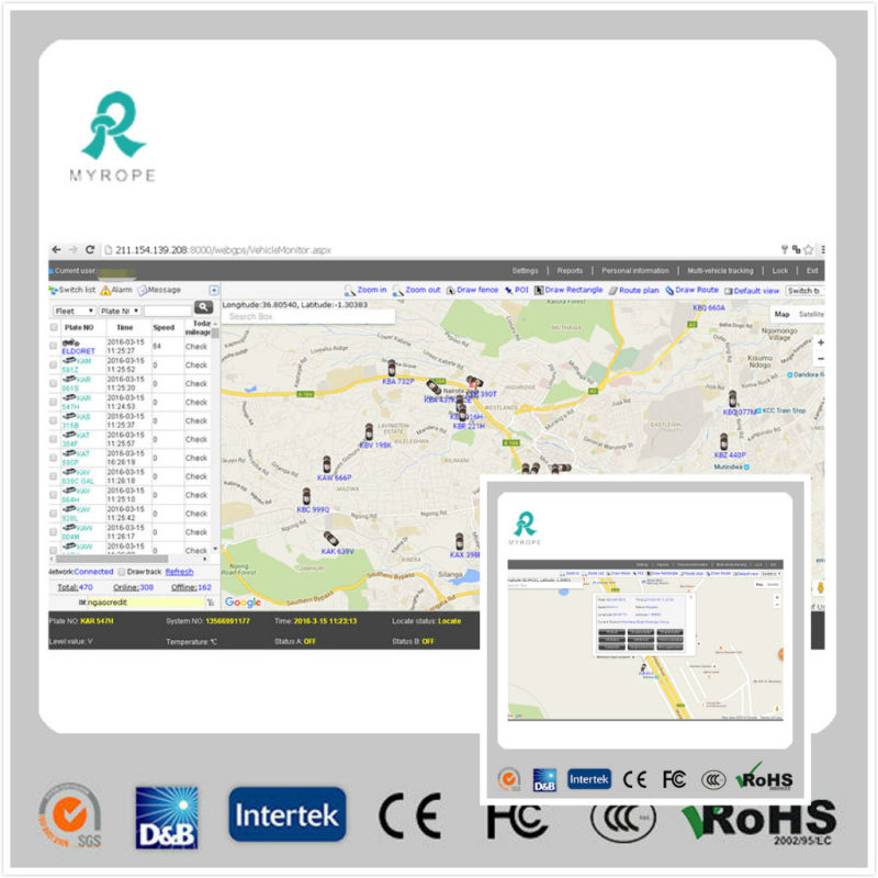 Web Based GPS Server Tracking Software Support Around 10000 Trackers GS102