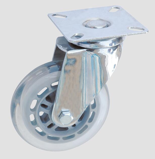 Industrial Caster Black Rubber Flat Transparent Caster