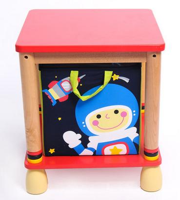 Factory Supply Wooden Toy Storage Wooden Stool Chest Fabric Storage Furniture