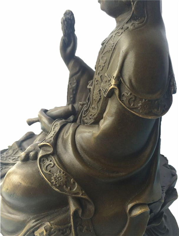 Buddha Bronze Sculpture Lotus Avalokitesvara Brass Statue Tpfx-B90