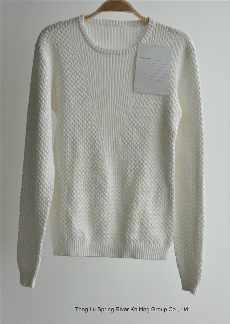 Ladies 100% Cotton Patterned Knit Pullover Sweater