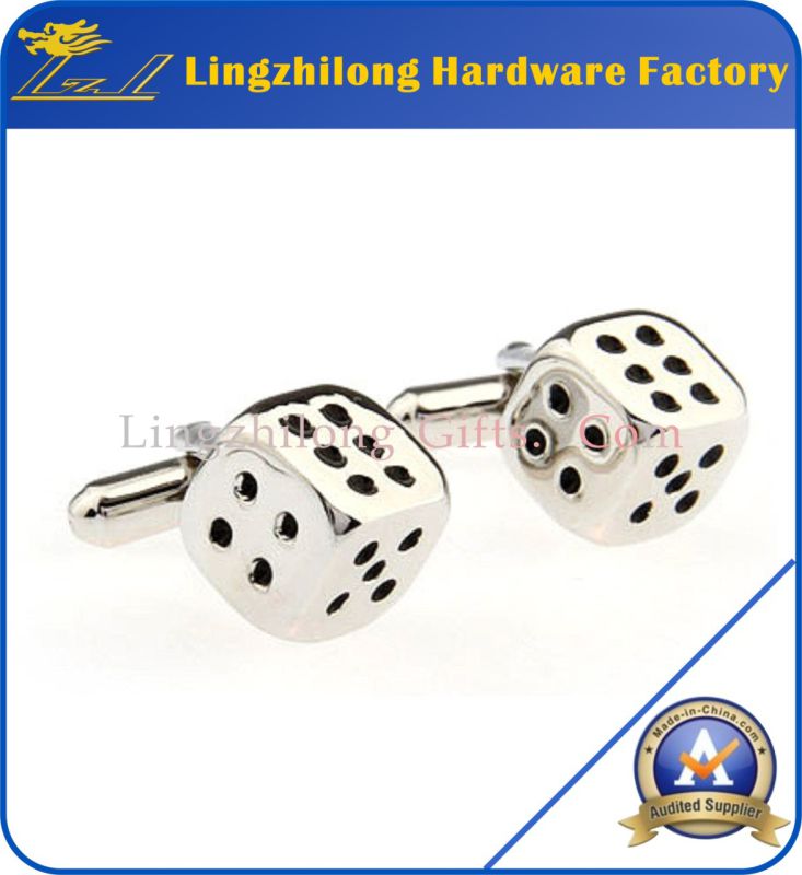 Zinc Alloy Silver Finishing Dice Cufflink