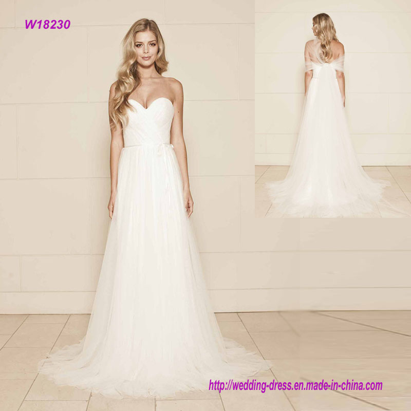 A-Line Strapless Floor Length Wedding Dress