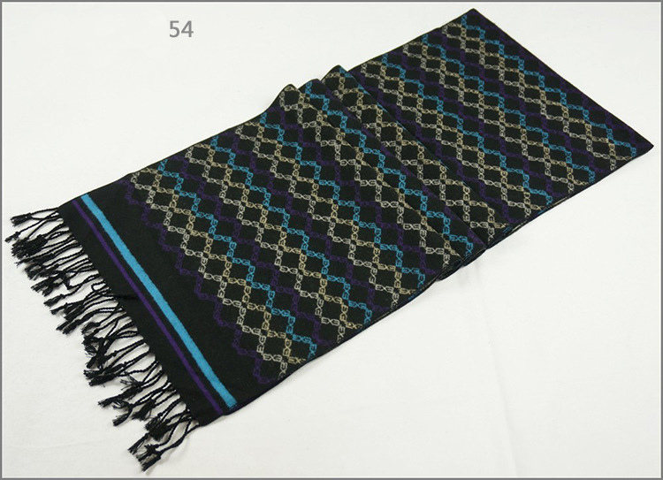 Men's Womens Unisex Reversible Cashmere Feel Winter Warm Checked Diamond Printing Thick Knitted Woven Scarf (SP818)