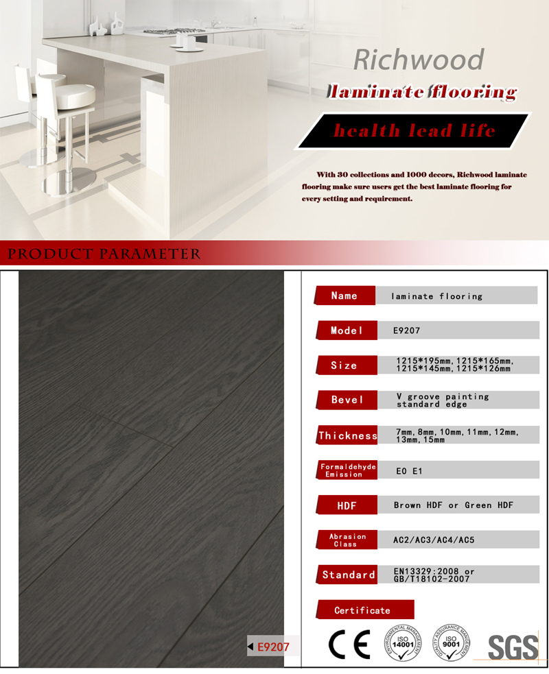 12mm Dark Oak HDF Laminated Flooring