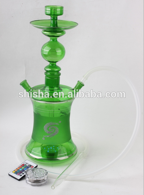 Wholesale Al Fakher Tobacco Water Pipe Art Shisha Glass Hookah with LED