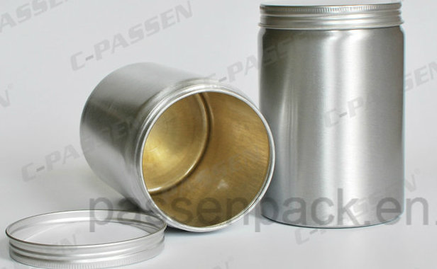 Silver Aluminum Tea Canister for Scented Tea Packaging (PPC-AC-046)