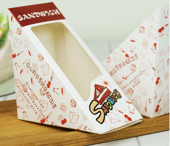 Custom Triangular Paper Sandwich Packaging Boxes