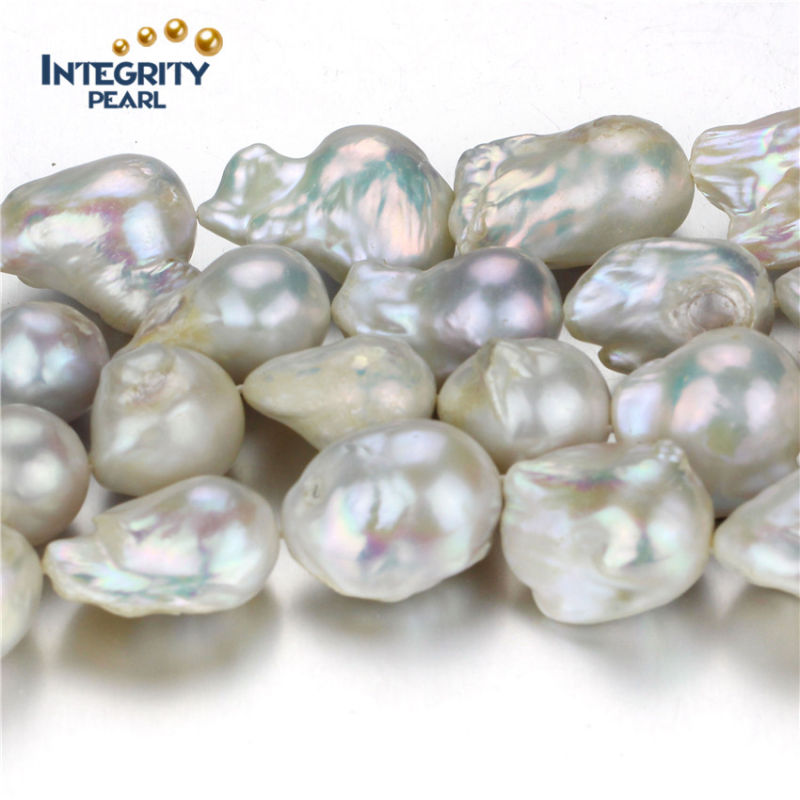 Irregular Shape Pearl Strand 15-16mm AA- Nucleated Freshwater Pearl Strand Wholesale