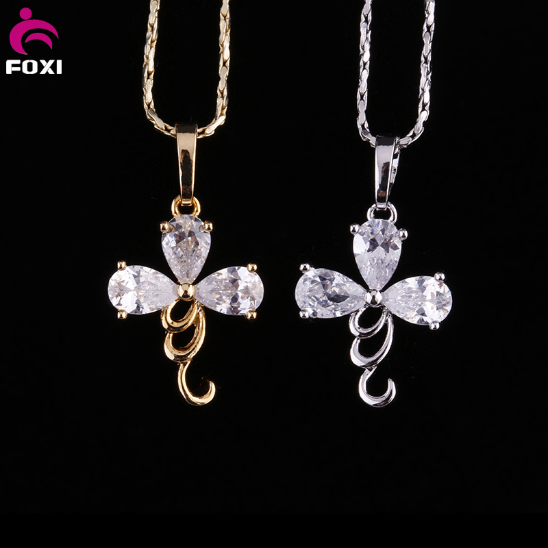 Wuzhou Foxi CZ Jewelry Hot New Design Fashionable Lady's Necklace with 18k Gold Plated