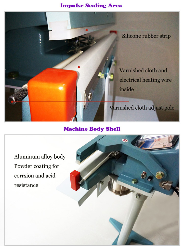 Automatic Pedal Sealing Machine Foot Sealer with Electric Magnetic and pneumatic Cylinder, Code Printer