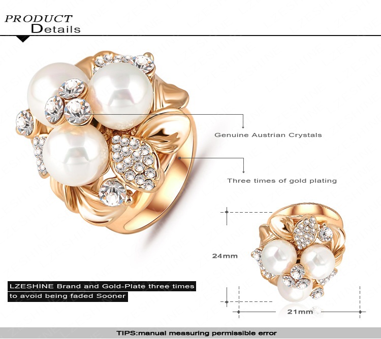 Three Pearl Women Cluster Ring (Ri-HQ0066)