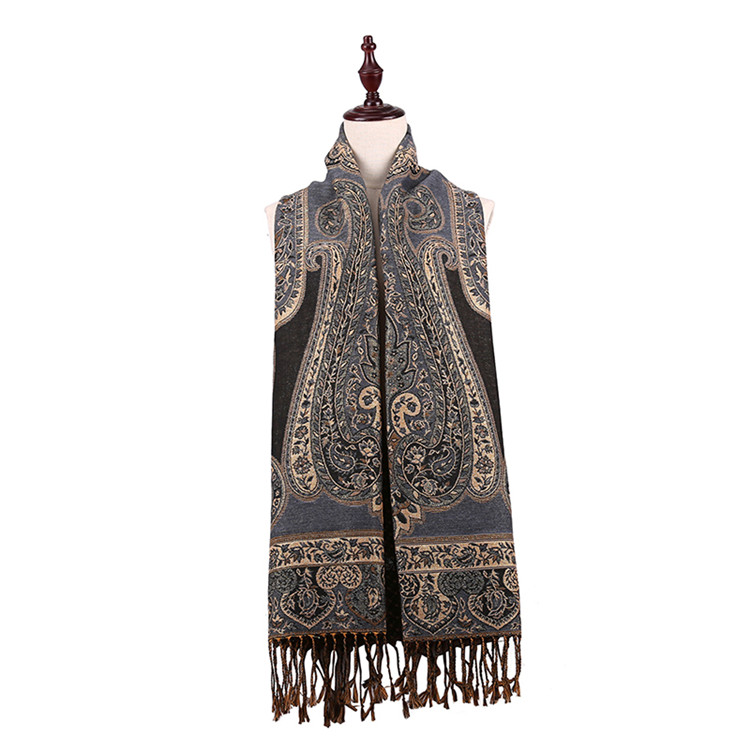 Elegant Women Long Scarf Jacquard Pashmina for Winter