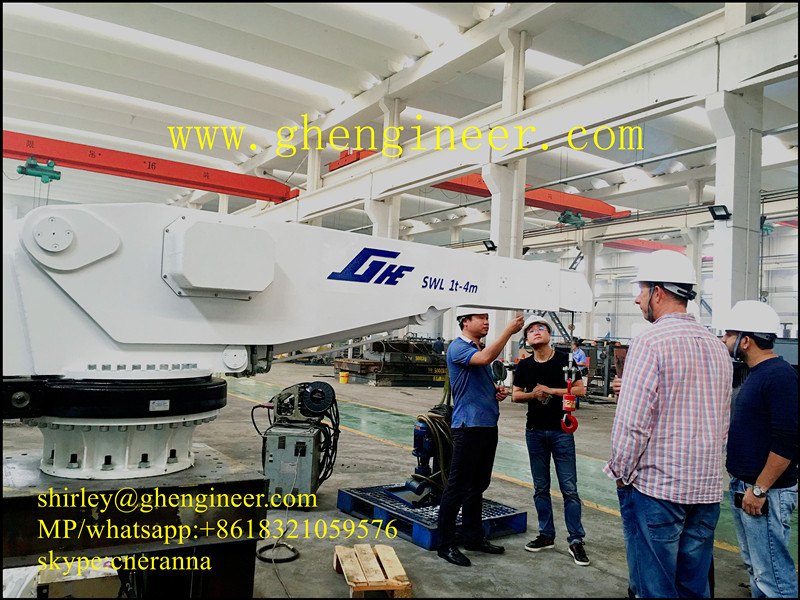 1t 2t Remote Control Hydraulic Yacht Marine Crane