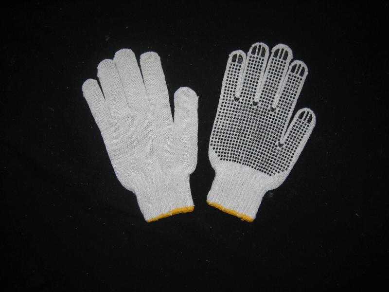 7g Bleached White Color with One Side PVC Dotted Knit Work Glove