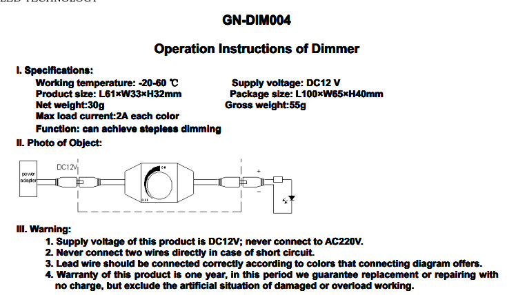 Dimmer Controller with CE (GN-DIM004)