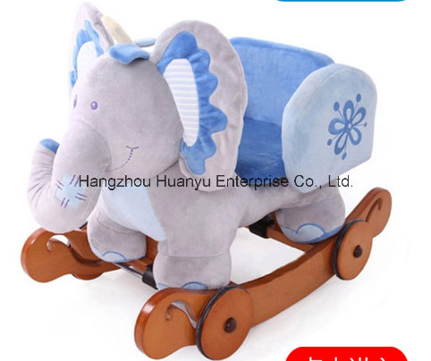 Double Function Wooden Rocking Animal-Elephant Rocker with Safeguard