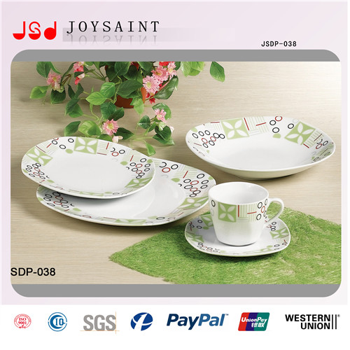 Green Color Decal Dinnerware