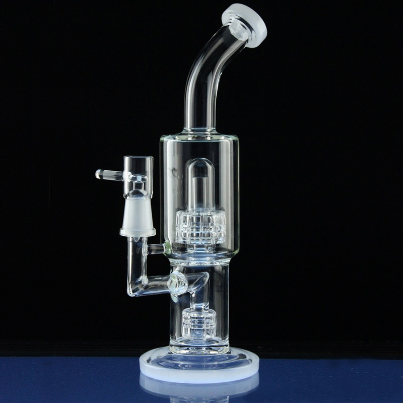 Double Stereo Bent Neck Hookah Glass Smoking Water Pipes (ES-GB-303)