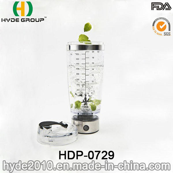 Portable 600ml Hot Sale Plastic Vortex Bottle, BPA Free Plastic Electric Protein Shaker Bottle (HDP-0729)