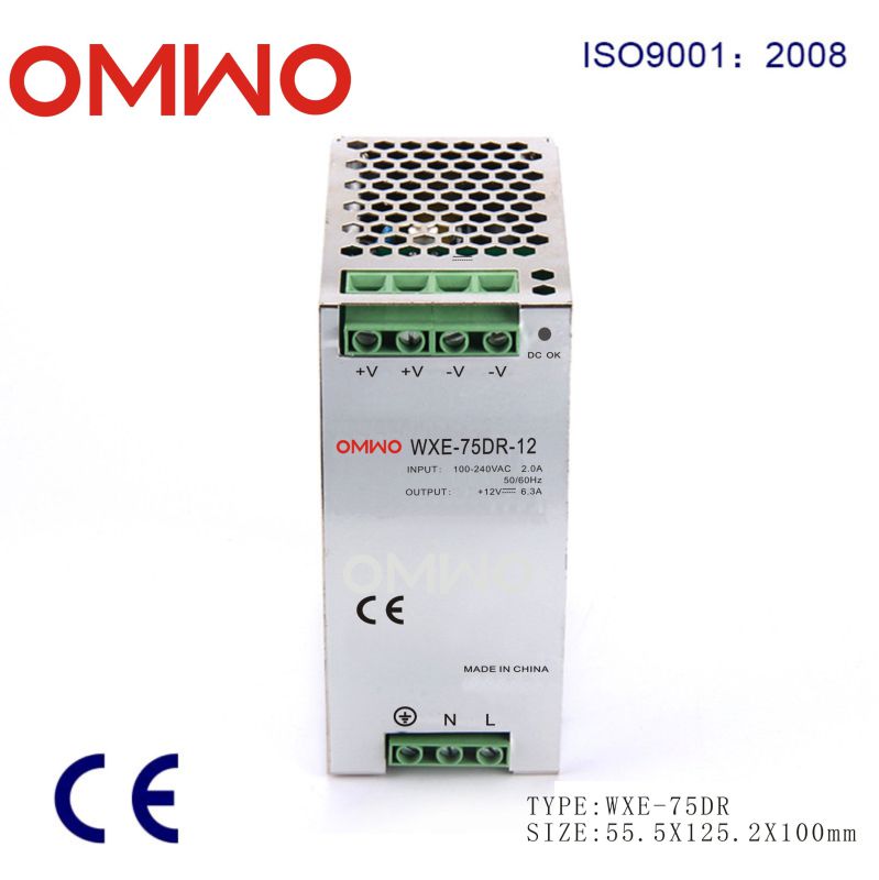 LED Single Output DIN Rail Power Supply Wxe-75dr-48