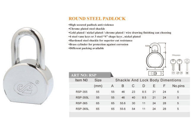 High Secured Round Steel Padlock Can Be Customize