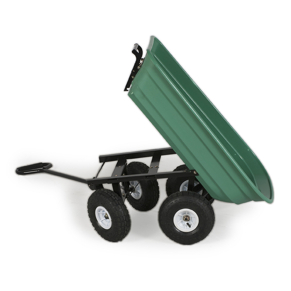 75L Garden Cart Heavy Duty 4 Wheel Trolley Dump Wheelbarrow Tipper Trailer Tipping Truck