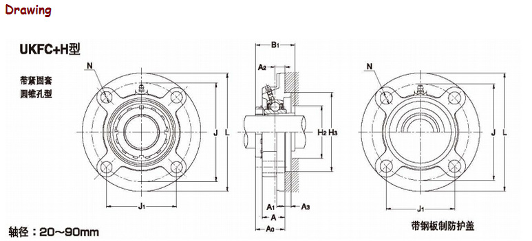 Ukfc205 Ukfc205+H2305 Flange Pillow Block Bearing UK205 UK205+H2305 Bearing Housing FC205