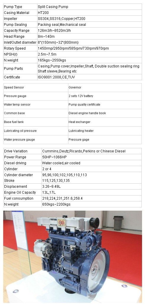 Double Suction Split Case Centrifugal Water Pump (XS)