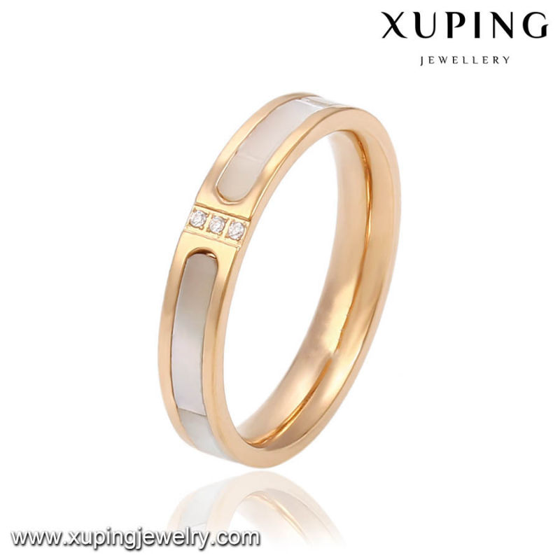 Fashion CZ Glass 18k Gold-Plated Women Imitation Stainless Steel Jewelry Finger Ring -13781