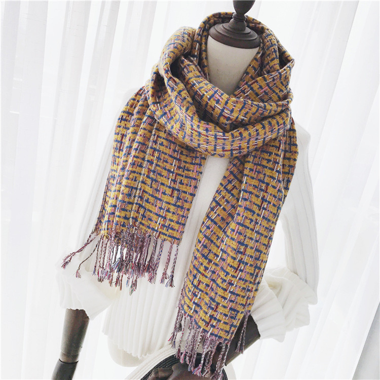 Women's Cashmere Like Classic Checked Knitted Winter Printing Shawl Scarf (SP306)