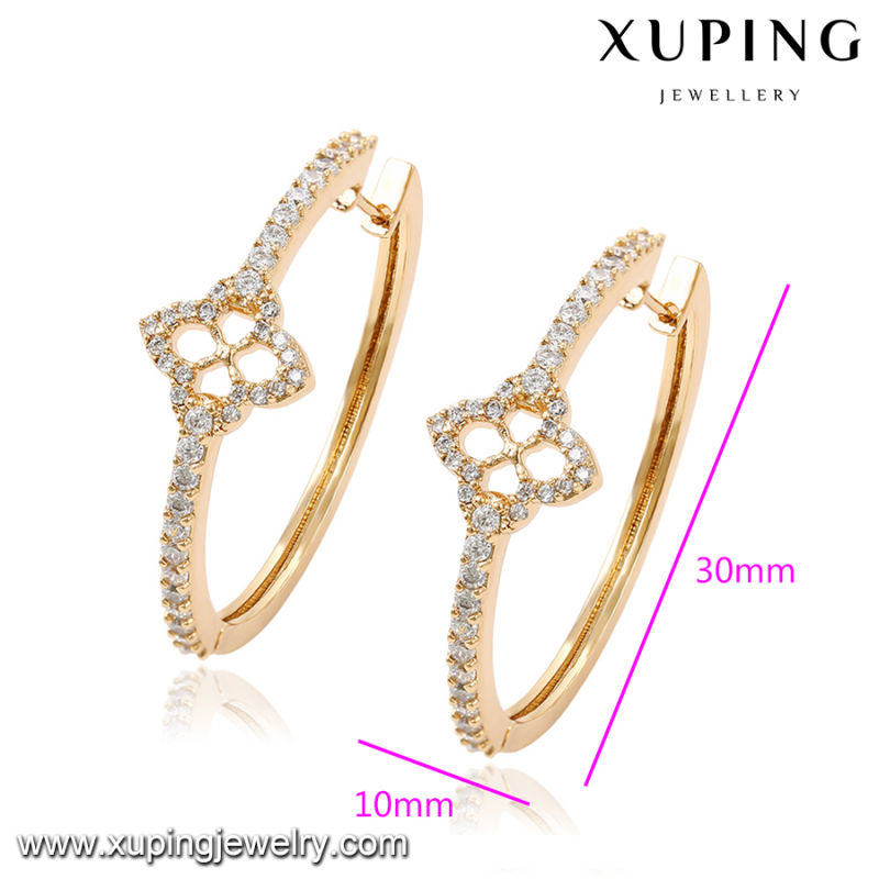 92059 Fashion 18k Gold-Plated Cubic Zirconia Round Jewelry Earring Hoop