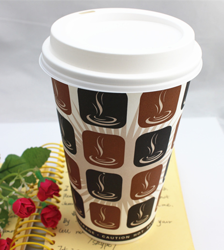 16oz Disposable Single Wall Coffee Paper Cup with Lids/Cover