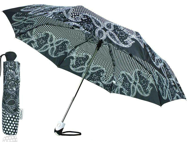 Black&White Foldable Duomatic Windproof Umbrellas (YS-3FD22083910R)