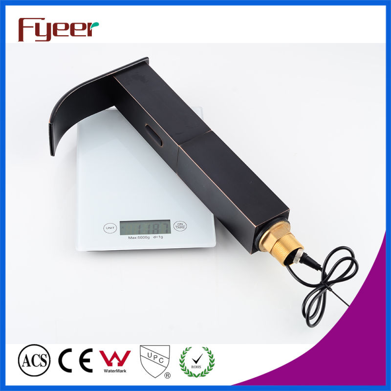 Fyeer High Body Black Brass Waterfall Automatic Sensor Tap