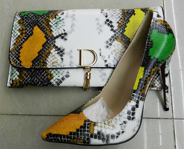 New Collection Snake Pattern High Heel Shoes and Bags (G-7)