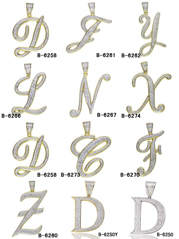 925 Silver Micro Setting Two Tones Plating Letter Charm.