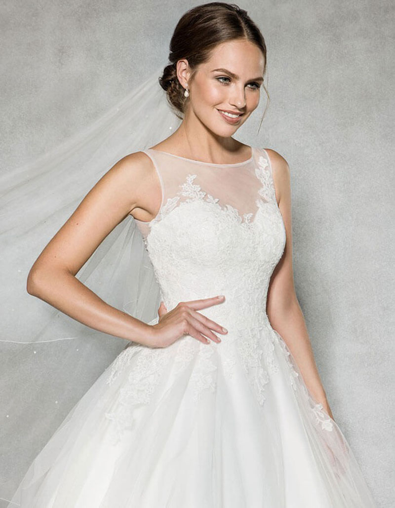 Vintage Style Tea-Length Wedding Dress with Embellished Lace