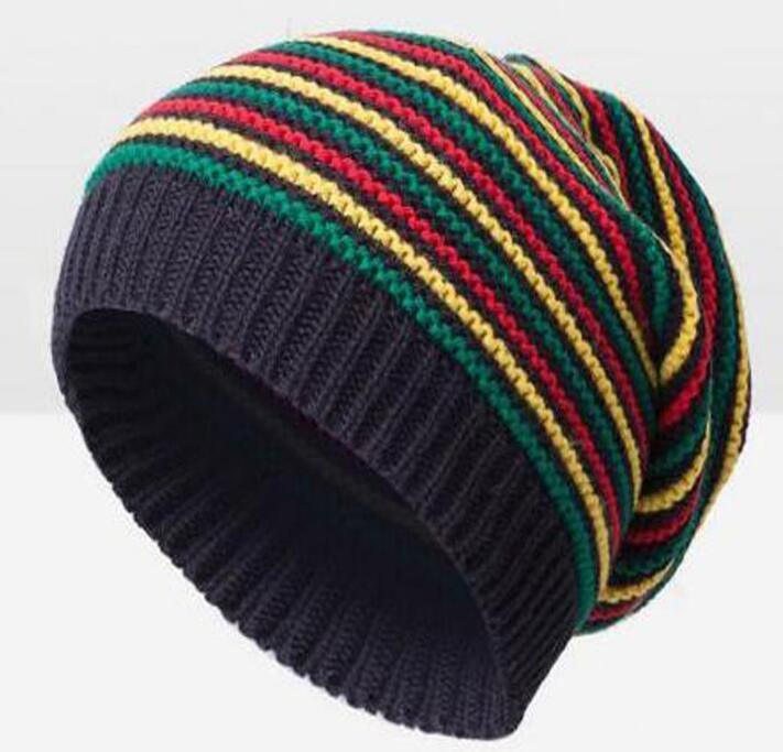 Womens Mens Unisex Knitted Colorful Fancy Rainbow Stripes Hat Beanie (HW126)