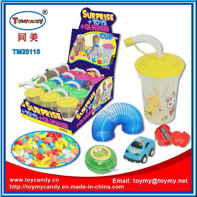 Plastic Cup Toy with Small Surprise Toy and Candy Inside