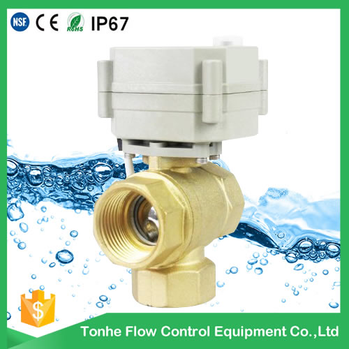 12V/24V 3 Way Type Brass Motorized Ball Valve Cr202 2 Wires