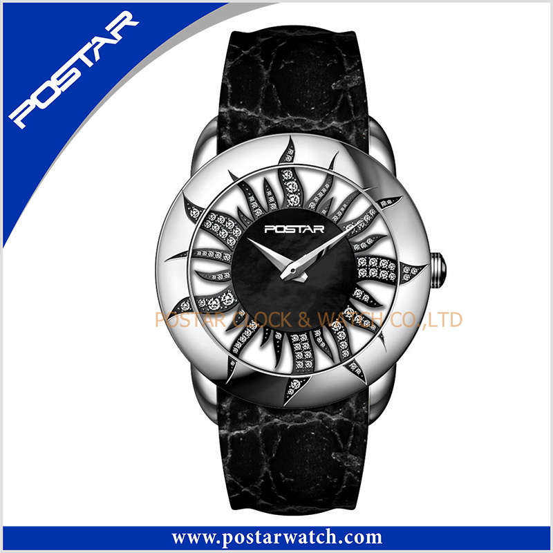 Sun Flower Fashion Ladies Stainless Steeel Quartz Watch with Swiss Movement